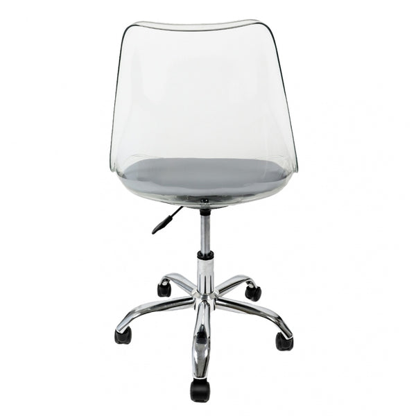 Soho Clear and Light Grey Plastic Desk Chair with Swivel Base