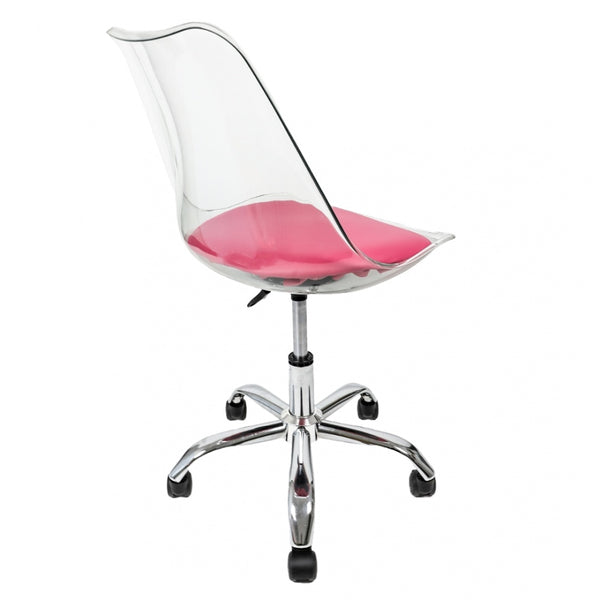 Soho Clear and Bright Pink Plastic Desk Chair with Swivel Base