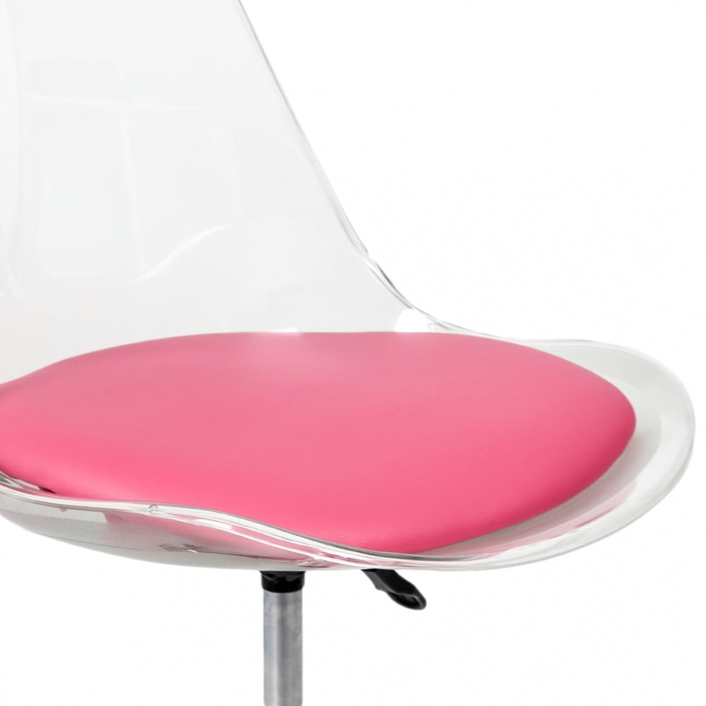 Soho Clear and Bright Pink Plastic Desk Chair with Swivel Base