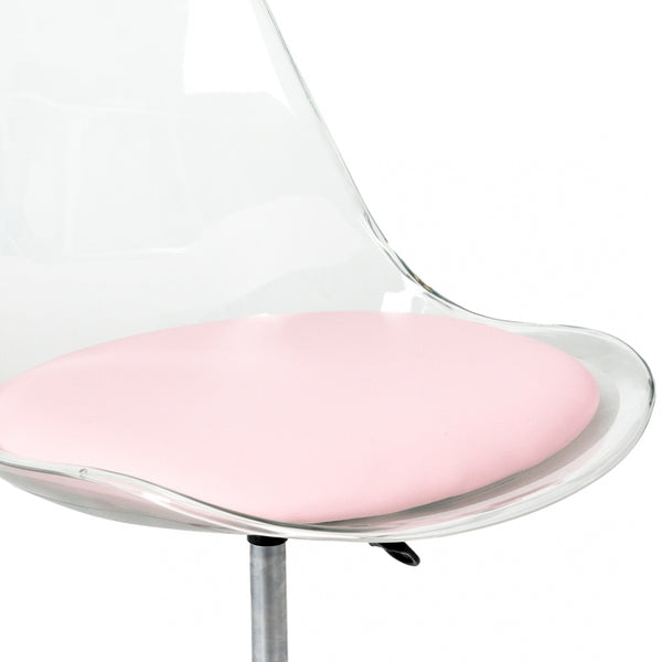 Soho Clear and Blush Pink Plastic Desk Chair with Swivel Base