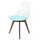 Soho Clear and Aqua Plastic Dining Chair with Squared Dark Wood Legs