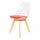 Soho Clear and Red Plastic Dining Chair with Squared Light Wood Legs