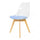 Soho Clear and Blue Plastic Dining Chair with Squared Light Wood Legs