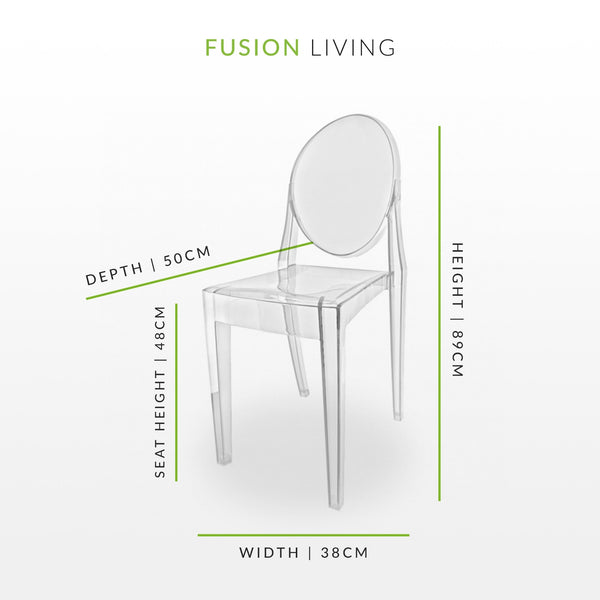 OUTLET Crystal Clear Ghost Style Plastic Victoria Dining Chair