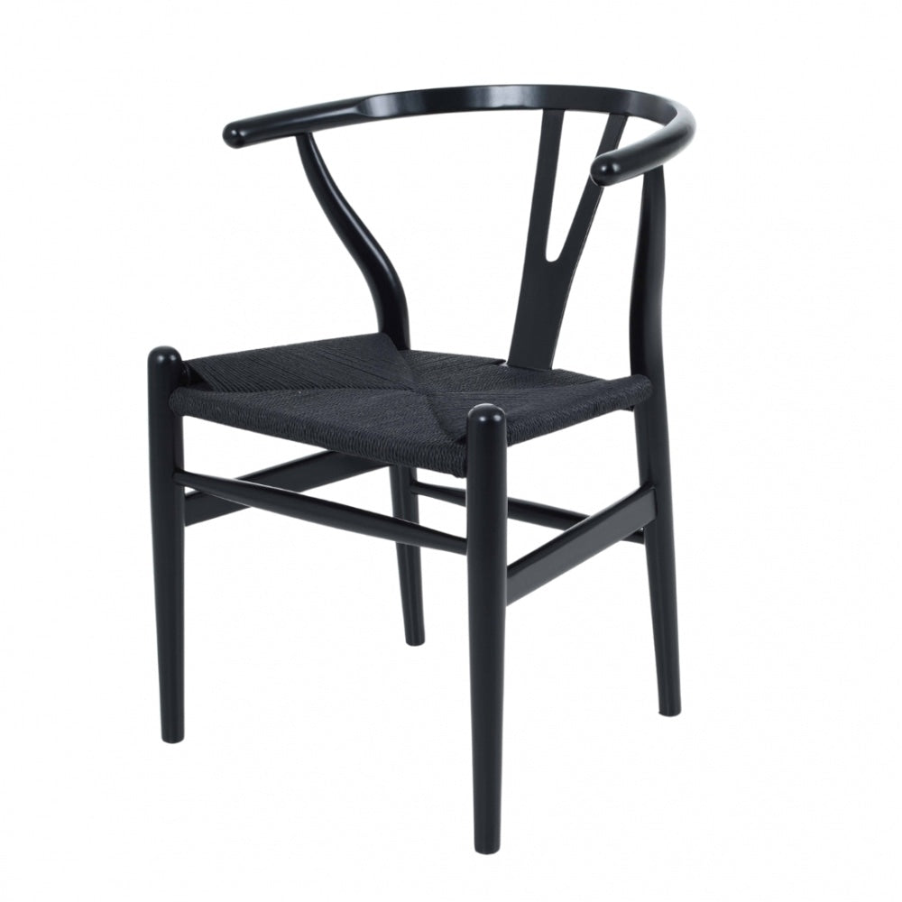 Wishbone Black Beechwood And Black Hemp Weave Dining Chair