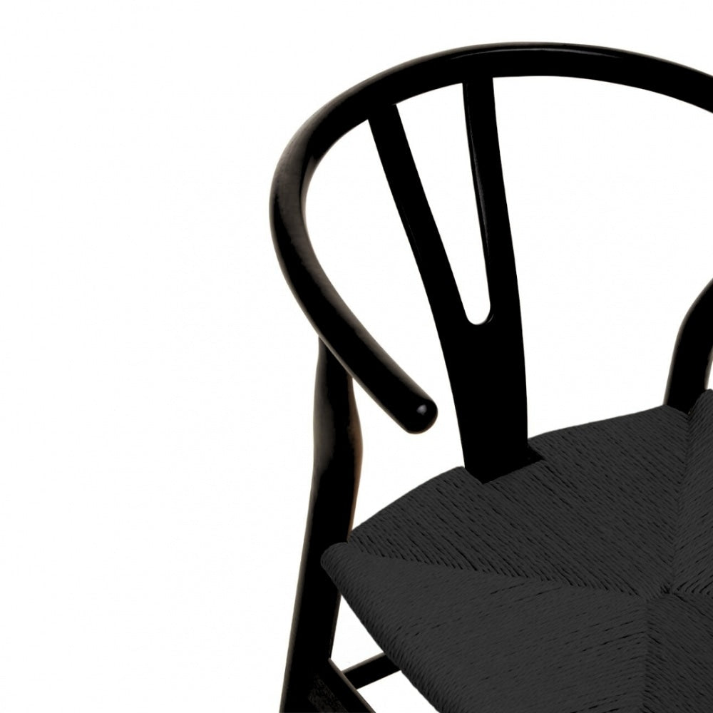 Wishbone Black Beechwood And Black Hemp Weave Dining Chair