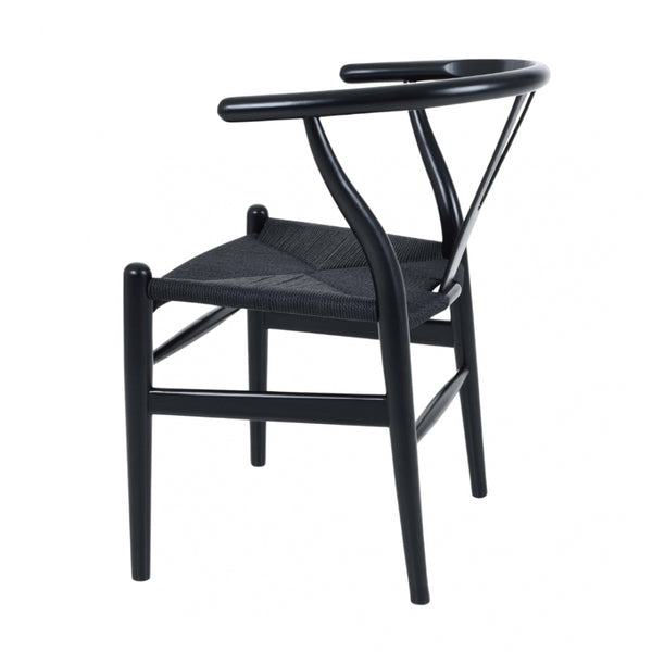 Wishbone Black Beechwood And Black Hemp Weave Dining Chair