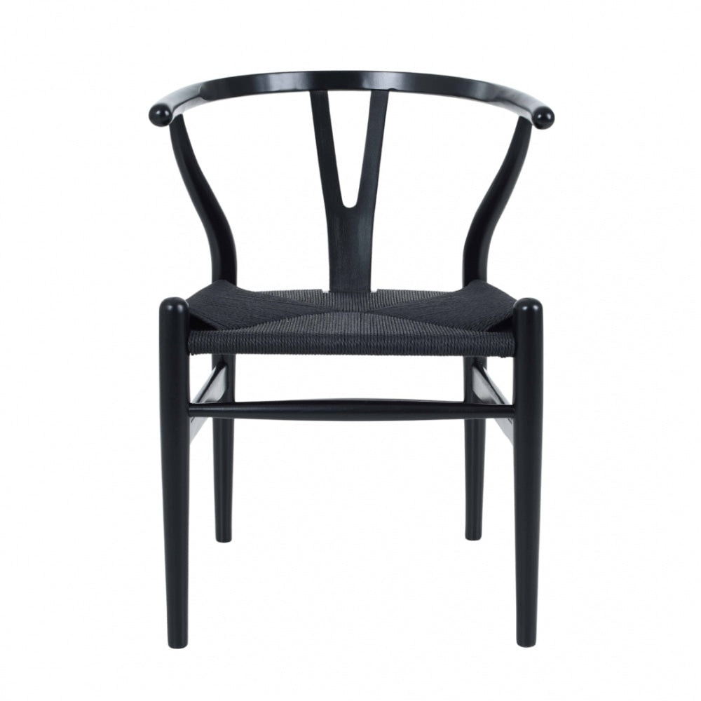 Wishbone Black Beechwood And Black Hemp Weave Dining Chair