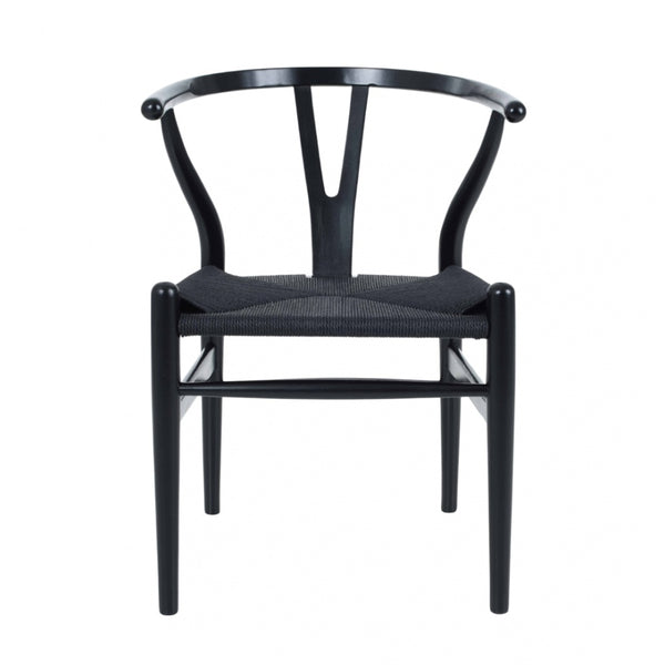 Wishbone Black Beechwood And Black Hemp Weave Dining Chair