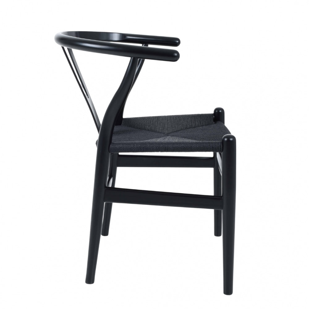 Wishbone Black Beechwood And Black Hemp Weave Dining Chair