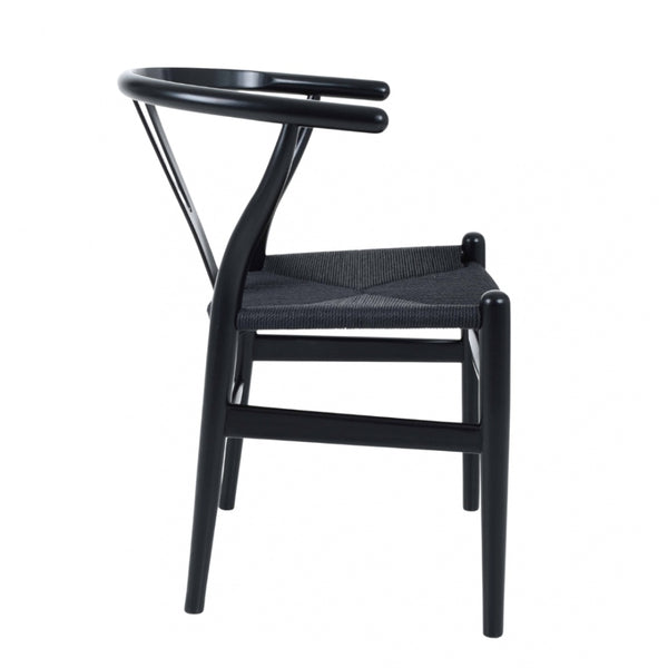 Wishbone Black Beechwood And Black Hemp Weave Dining Chair