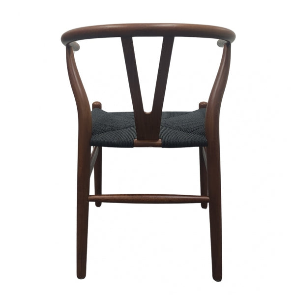 Wishbone Walnut And Black Hemp Weave Dining Chair