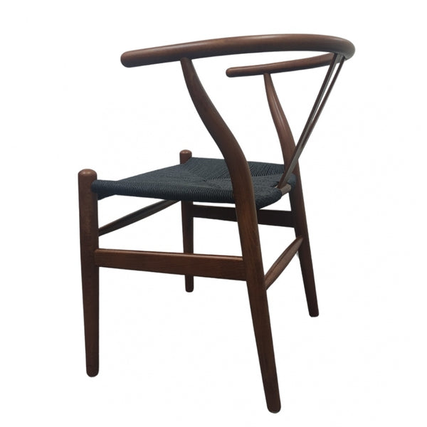 Wishbone Walnut And Black Hemp Weave Dining Chair