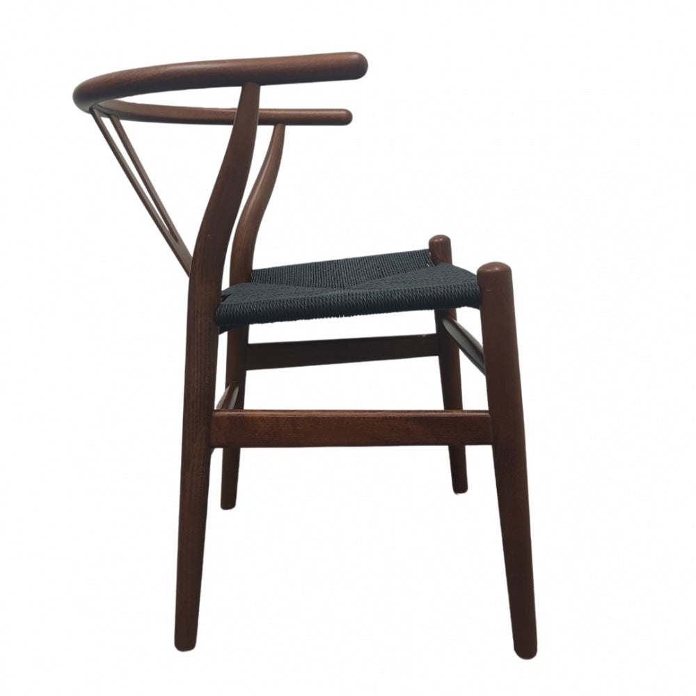 Wishbone Walnut And Black Hemp Weave Dining Chair