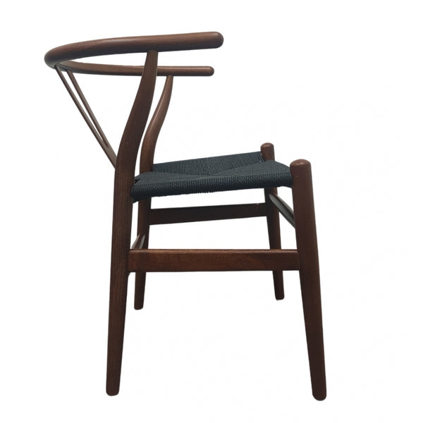 Wishbone Walnut And Black Hemp Weave Dining Chair