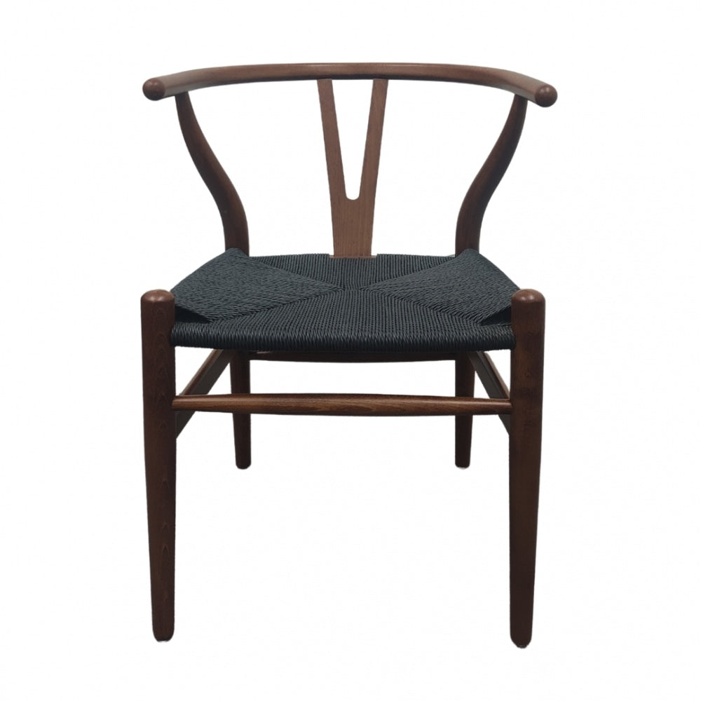 Wishbone Walnut And Black Hemp Weave Dining Chair