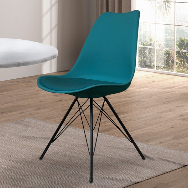 Soho Teal Plastic Dining Chair with Black Metal Legs