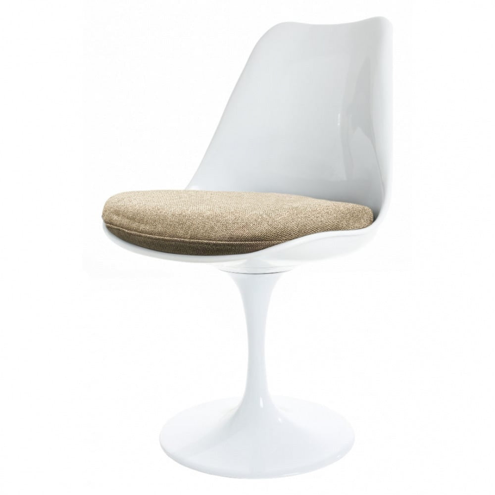 White and Velveteen Beige Chelsea Side Chair