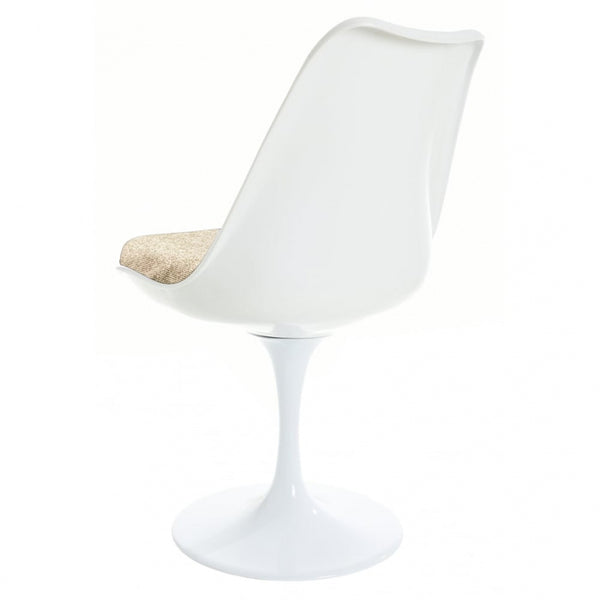 White and Velveteen Beige Chelsea Side Chair