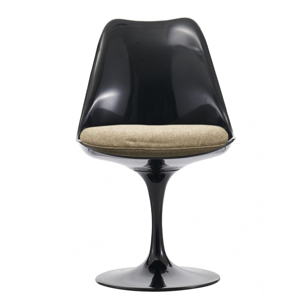 Black and Velveteen Beige Chelsea Side Chair