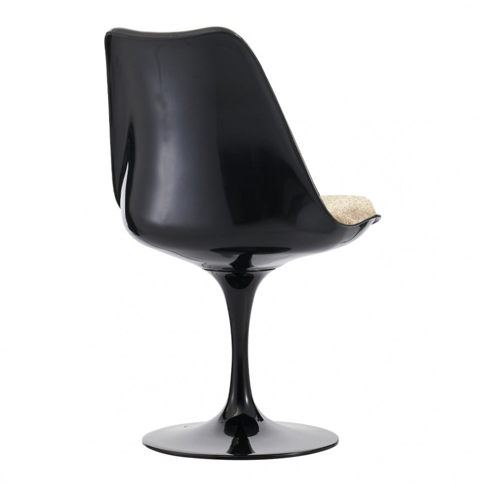 Black and Velveteen Beige Chelsea Side Chair