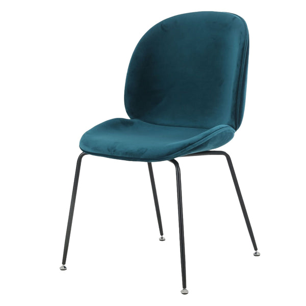 OUTLET Luxurious Teal Velvet Dining Chair with Black Metal Legs