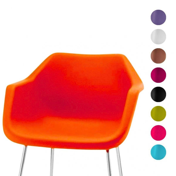 Bright Orange Robin Day Plastic Armchair