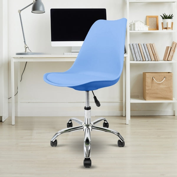 Soho Blue Plastic Desk Chair with Swivel Base