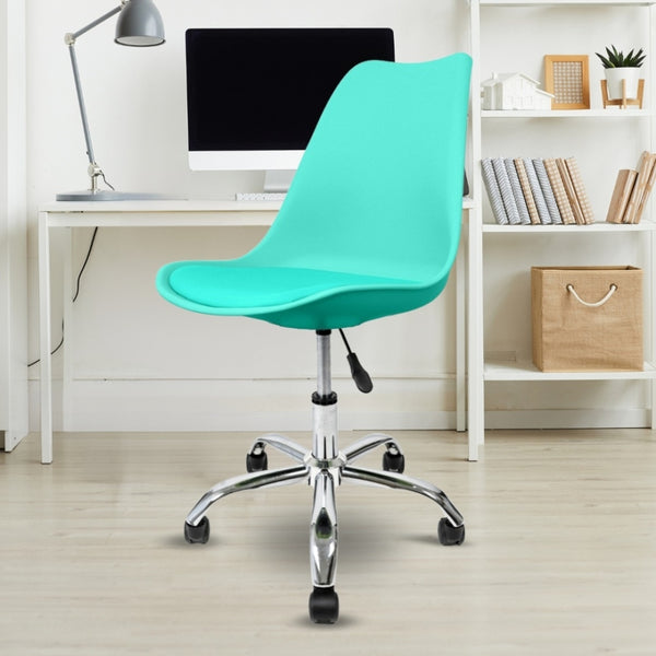 Soho Aqua Plastic Desk Chair with Swivel Base