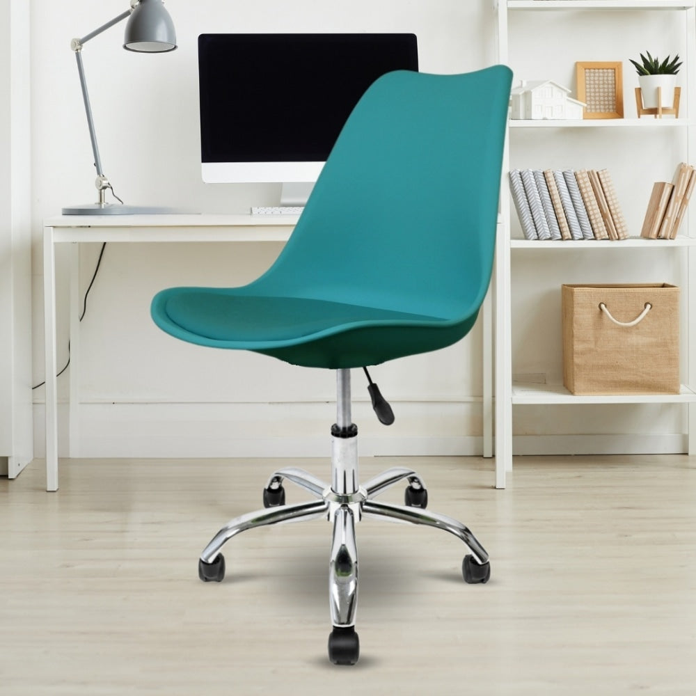 Soho Teal Plastic Desk Chair with Swivel Base