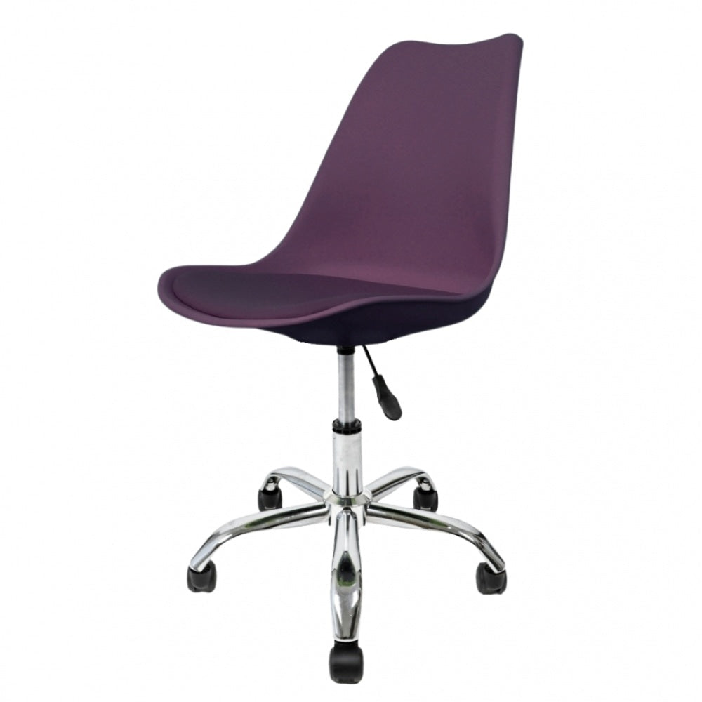 Soho Aubergine Plastic Desk Chair with Swivel Base