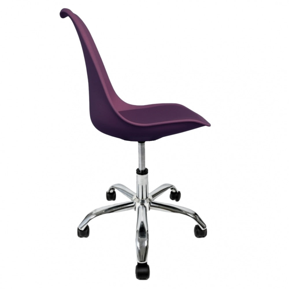 Soho Aubergine Plastic Desk Chair with Swivel Base