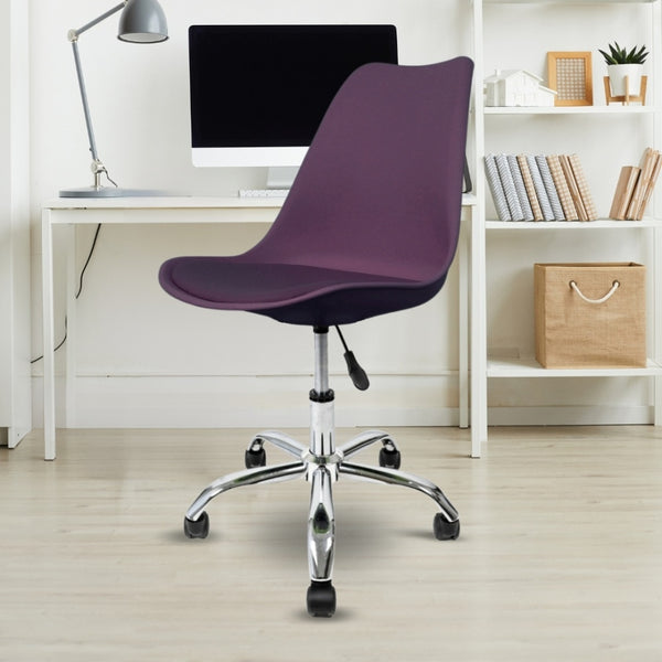 Soho Aubergine Plastic Desk Chair with Swivel Base