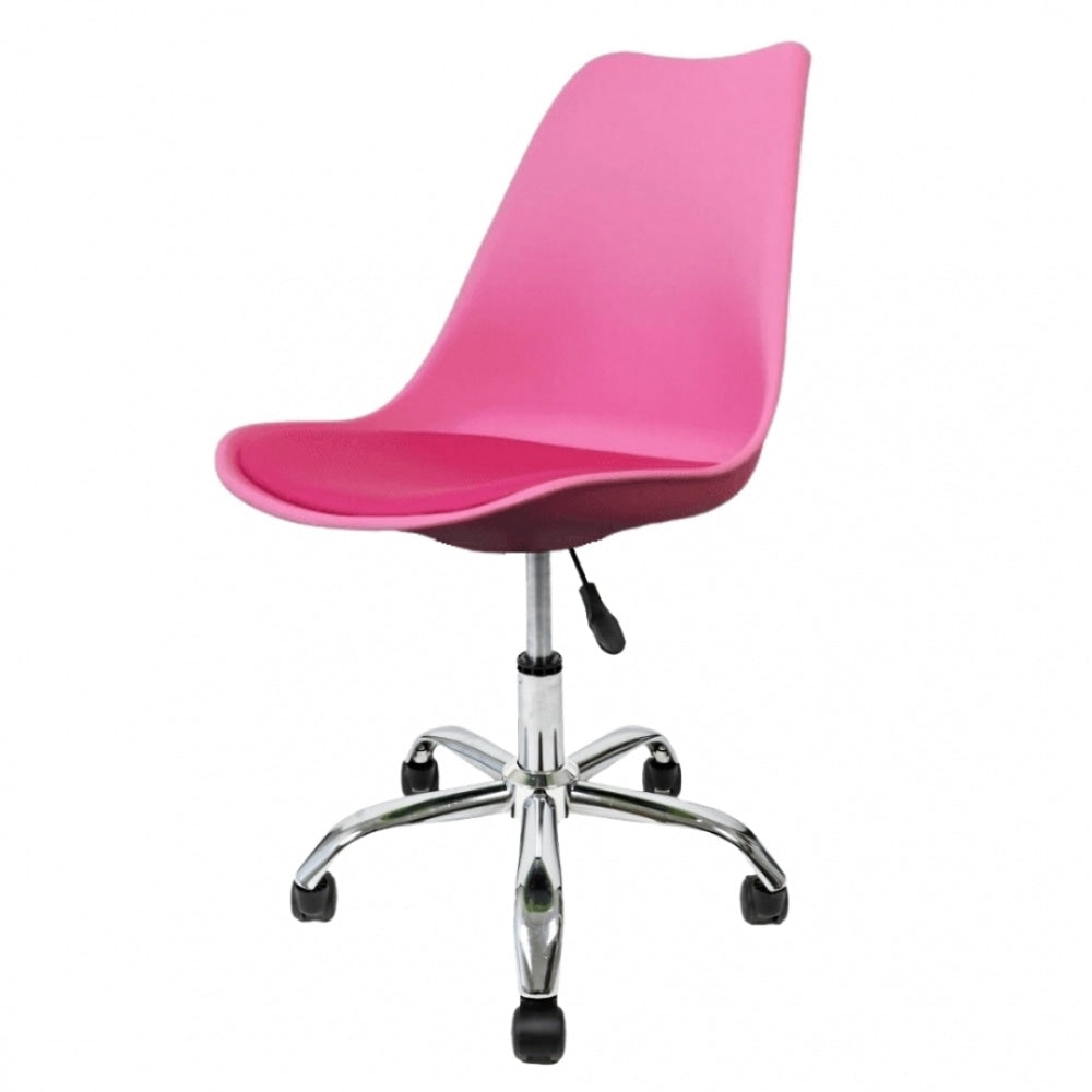 Soho Bright Pink Plastic Desk Chair with Swivel Base