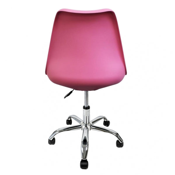 Soho Bright Pink Plastic Desk Chair with Swivel Base