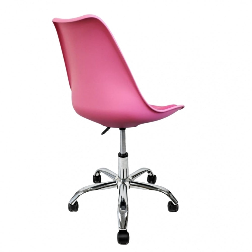 Soho Bright Pink Plastic Desk Chair with Swivel Base