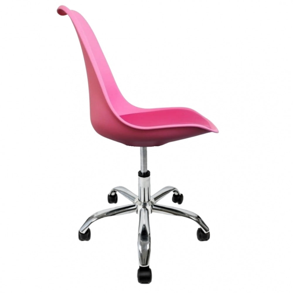 Soho Bright Pink Plastic Desk Chair with Swivel Base