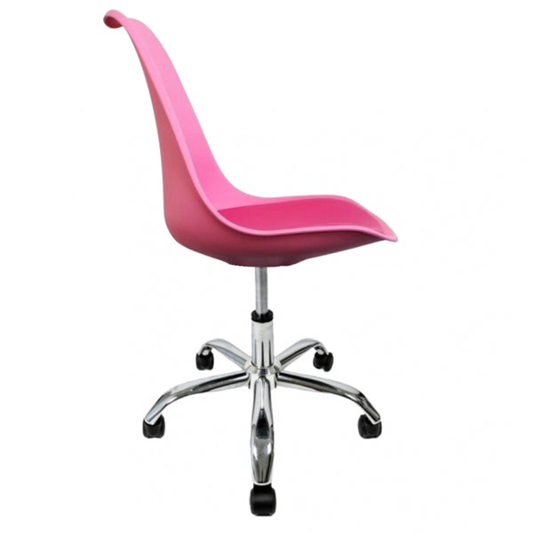 Soho Bright Pink Plastic Desk Chair with Swivel Base
