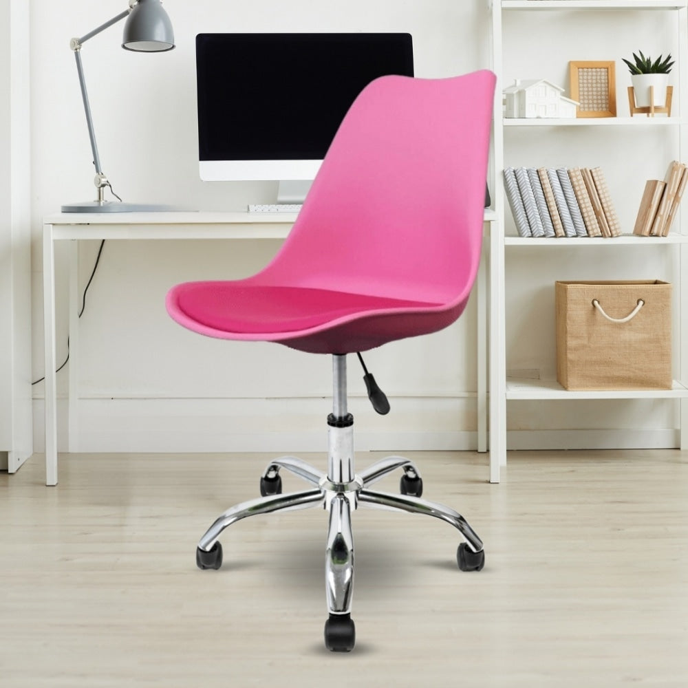 Soho Bright Pink Plastic Desk Chair with Swivel Base