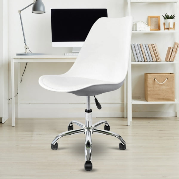 Soho White Plastic Desk Chair with Swivel Base
