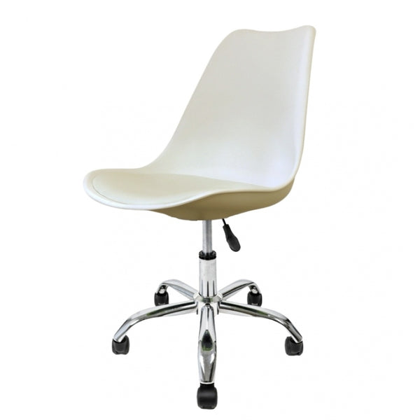 Soho Vanilla Plastic Desk Chair with Swivel Base