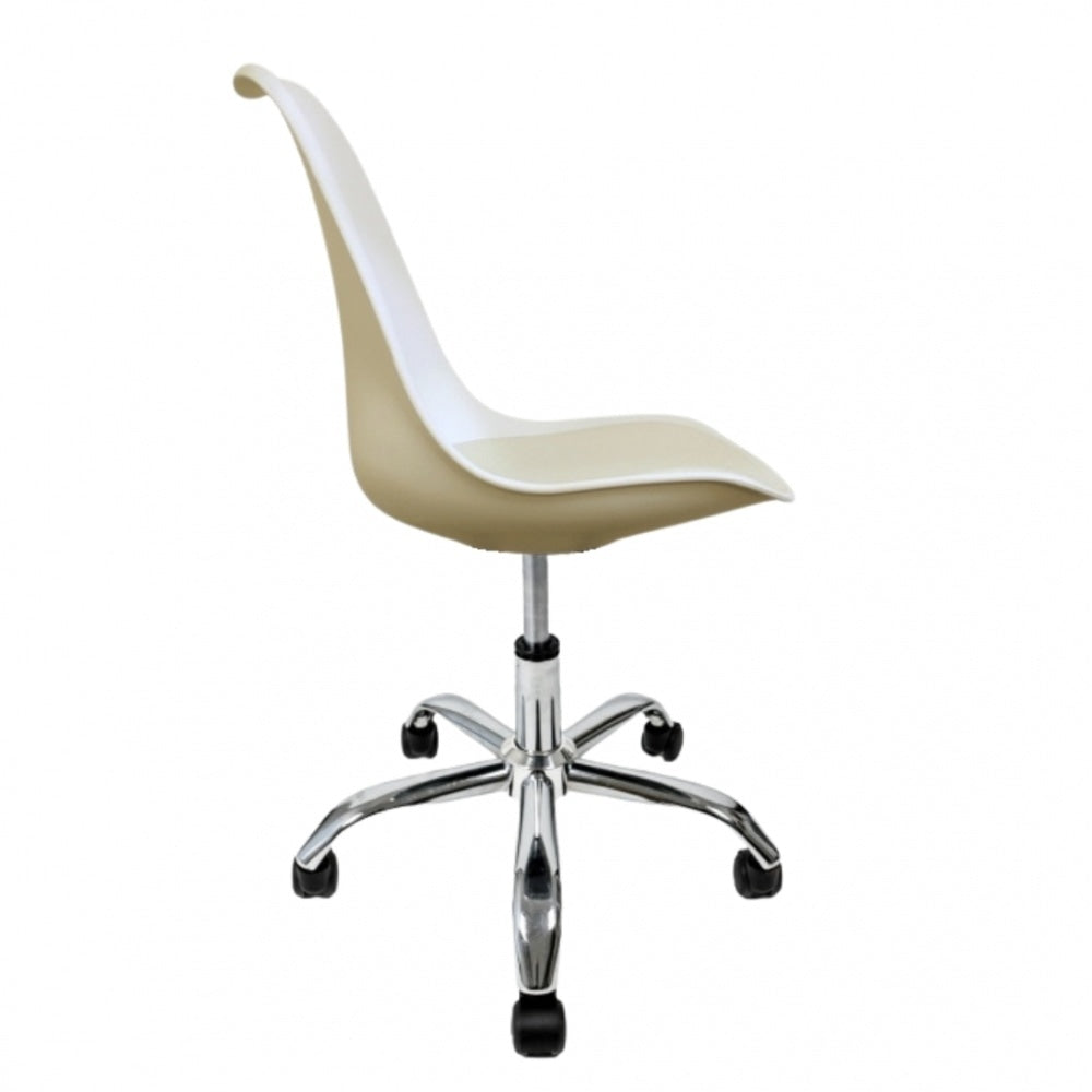 Soho Vanilla Plastic Desk Chair with Swivel Base