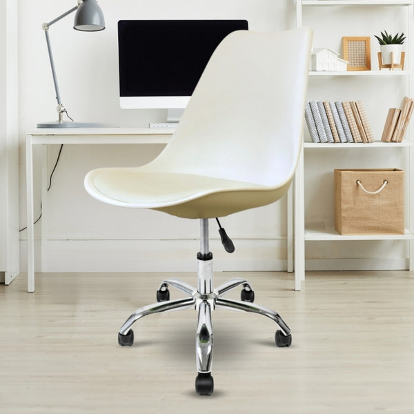 Soho Vanilla Plastic Desk Chair with Swivel Base