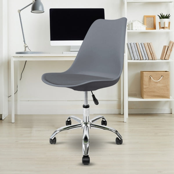Soho Dark Grey Plastic Desk Chair with Swivel Base