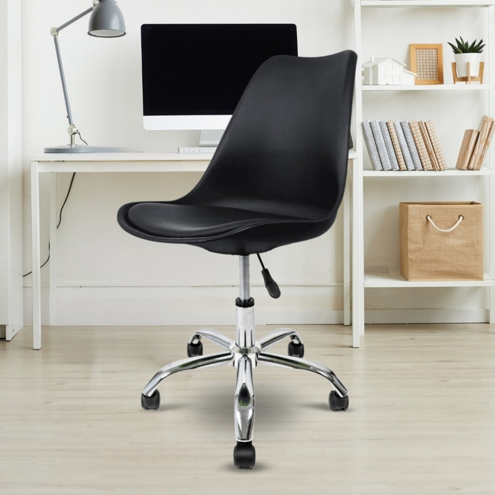Soho Black Plastic Desk Chair with Swivel Base
