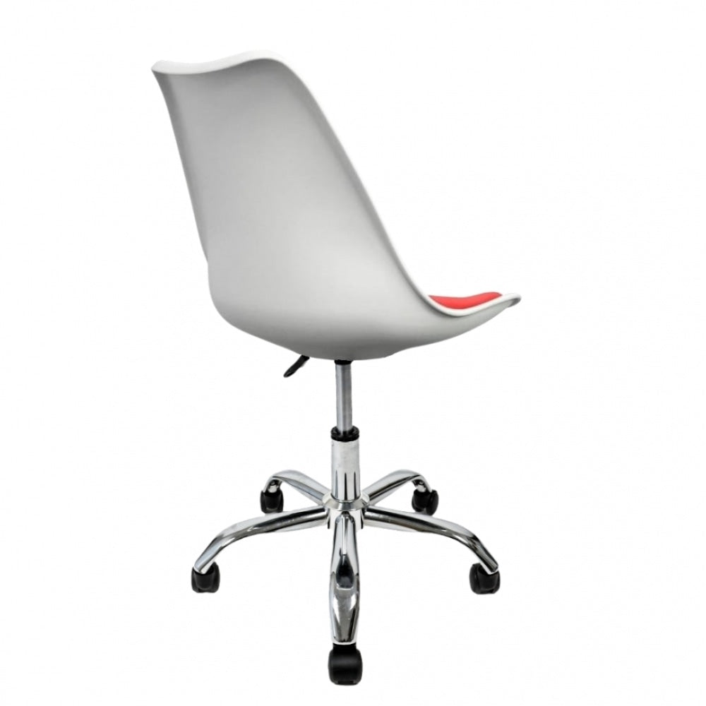 Soho White and Red Plastic Desk Chair with Swivel Base