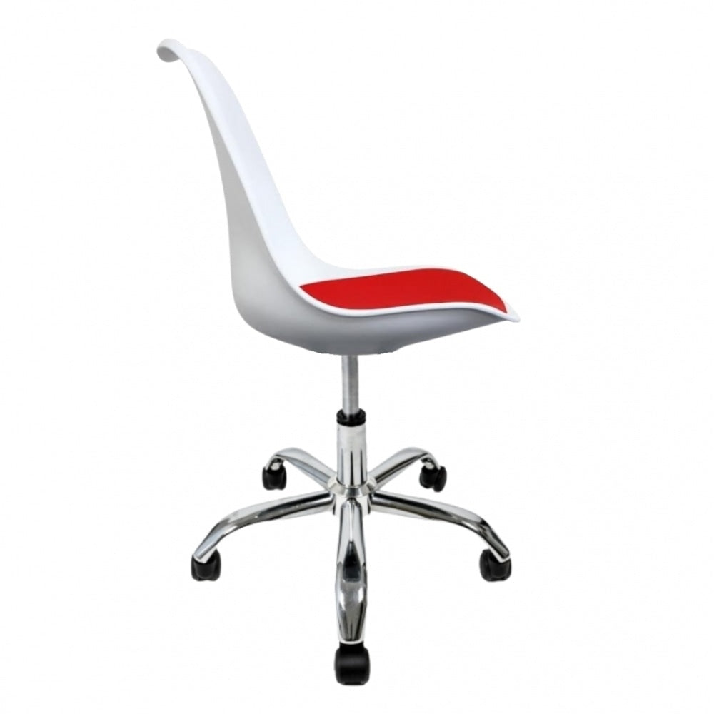 Soho White and Red Plastic Desk Chair with Swivel Base