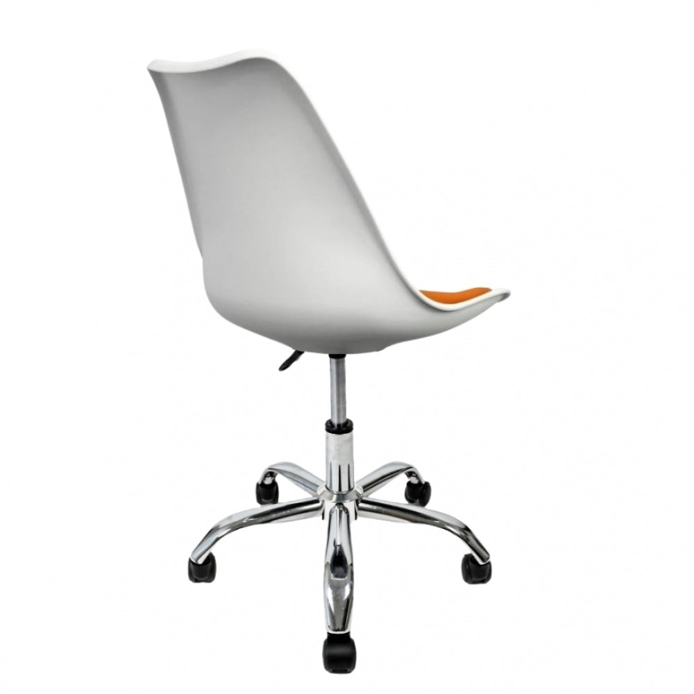 Soho White and Orange Plastic Desk Chair with Swivel Base