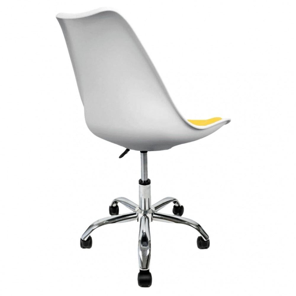 Soho White and Yellow Plastic Desk Chair with Swivel Base