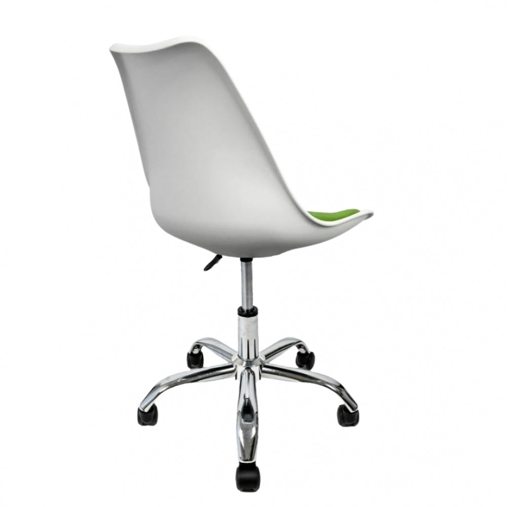 Soho White and Green Plastic Desk Chair with Swivel Base